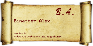 Binetter Alex névjegykártya